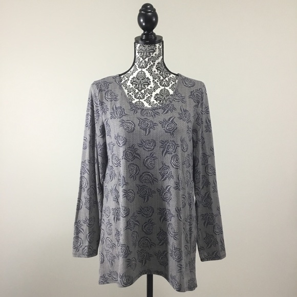 LulaRoe Simply Comfortable Rose Print Long Sleeve High Low Top L - Picture 2 of 13